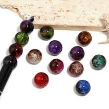 10 piezas de cuentas acrílicas redondas de color ámbar agrietado, de 16 mm, aptas para cadenas de bolígrafos, collares, cadenas de teléfonos móviles y otros accesorios de cuentas