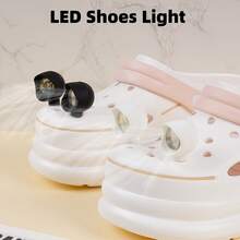 2/4/8pcs Crocodile Shape Led Headlight Shoe Clips With 3 Modes Lighting, 3D Original Shoe Charms Decoration,Motion Activated For Sneakers, Gift Idea For Hiking Camping And Running Halloween Christmas Thanksgiving Gift - Yellow - View 3
