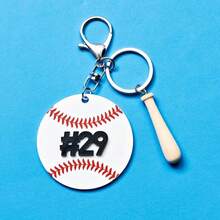 Customizable Acrylic 7.5cm Baseball & Softball Keychain - DIY Letter & Number Design, Lobster Clasp, Perfect For Back To School Gifts - White - View 12
