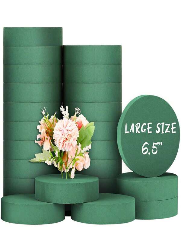 1/3pcs Large Size Floral Foam Blocks - Green Florist Foam Sponge For Fresh & Artificial Flowers, DIY Craft Plastic Floral Mud, Wet & Dry Use, Round Shape, Cut-To-Size Floral Mud Brick