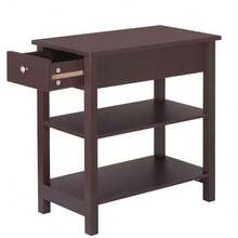 24'' Narrow Side Table Slim End Table With Drawer And Shelves For Small Space