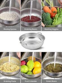 5pcs Set / 1pc Durable Stainless Steel Water Filter Basket Kitchen Set: Suitable For Pasta, Vegetables And Other Multi-Function Kitchen Filters, Stainless Steel Drain Basket - Stackable Filter - Vegetable Water Filter - Pasta Filter - Kitchen Filter - Vegetable Washing Basin, Rice Sieve And Fruit Bowl - Essential Cooking Tools To Meet All Your Kitchen Drainage Requirements