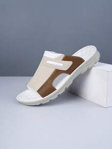 男士休闲复古拖鞋，新款春夏户外沙滩凉鞋，简约时尚轻便透气拖鞋 - 米色 - 查看 2