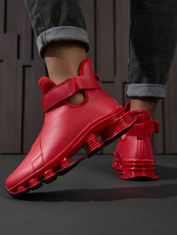 Men's Perforated Sporty Leather Boots, Suitable For All Seasons