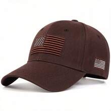 American Flag Embroidered Baseball Cap Solid Color Retro Sun Hat Adjustable Lightweight Clunky Cap For Women Men - 黑色 - 查看 9