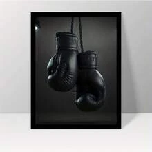 1 张无框帆布海报，现代艺术，黑色拳击手套，卧室客厅走廊、墙壁艺术、墙壁装饰、冬季装饰、房间装饰的理想礼物 - 黑色 - 查看 1