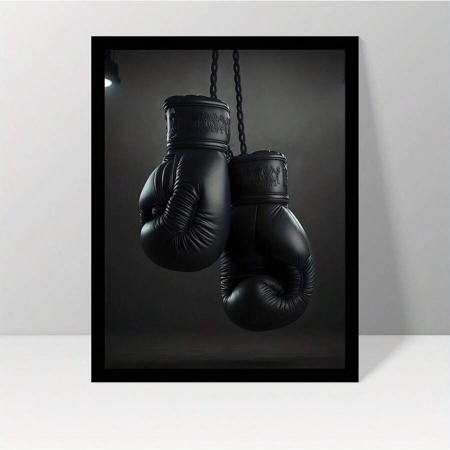 1 张无框帆布海报，现代艺术，黑色拳击手套，卧室客厅走廊、墙壁艺术、墙壁装饰、冬季装饰、房间装饰的理想礼物 - 黑色 - 查看 1