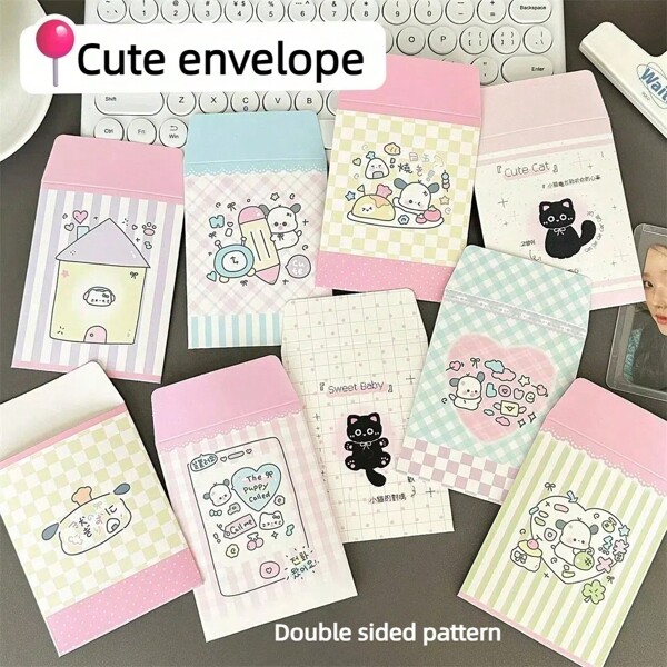 10pcs Double-Sided Cute Design High-Quality Idol Photos/Cards/Message Envelopes Bags, Versatile Use For Back-To-School, Valentines, Etc. [11*8.5*3cm]