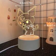 Lámpara de escritorio USB de acrílico 3D Sanrio - Serie Retro, Decoración de escritorio, Luz cálida interface USB, Luz nocturna cálida para habitación y dormitorio, Adecuado para hogar, vacaciones, cumpleaños, sin batería requerida - incluye cables