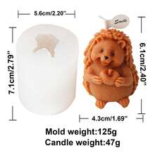 Khuôn nến thơm hình quả táo nhím 3D dễ thương Khuôn silicon fondant hình động vật nấm hoạt hình dùng làm đồ thủ công bằng đất sét hình nhím dùng trang trí tiệc tại nhà - trắng - Xem 10