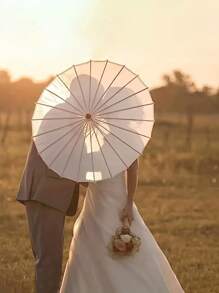 6pcs/White Paper Umbrella For Wedding Decoration; Hand-Painted White Paper Umbrella For Wedding Photography Decoration