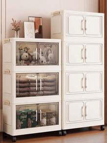 1pc 45cm/17.7in Wide Collapsible Storage Cabinet, Foldable Storage Box, Home Living Room Toy Cabinet, Snack Organizer, Kitchen Cabinet, Christmas Gift, Storage Bin, Under Bed Organizer