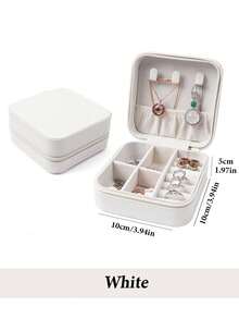 1个旅行首饰盒，便携式首饰收纳盒，化妆刷收纳盒，大容量桌面收纳盒，多功能收纳盒，可收纳戒指、项链、耳环，适合旅行、出差、海滩、送给女友、情人节、返校季、节日必备、旅行必备、邮轮必备、卧室装饰