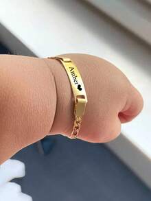 1 Piece/Customizable Children's Baby Name Bracelet, Stainless Steel Nameplate, Children's ID Bracelet, Personalized Gift For Children, The Best New Year Gift For BabiesMother's Day Valentine's Day Gift - A - View 7