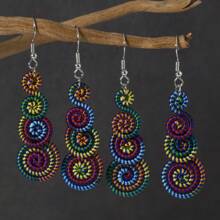 Handmade Colorful Retro Woven Rainbow Earrings, Fashionable Earrings For Women, Elegant Accessories For Home, Casual, Street, Party, Classic Souvenir, Ideal Gift For Valentine's Day, Birthday, Anniversary