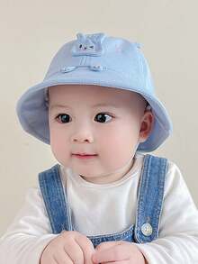 1pc Baby/Kids Girl Princess Rabbit Ear Bucket Hat, Sun Ion, Suitable For All Seasons - Multicolor - View 2