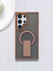 奢华磁吸无线充电保护壳，带支架，哑光表面，兼容三星S23/S24/S25 Ultra Plus，17英寸，防震软边框，金属摄像头保护盖 - 沙漠金 - 查看 11