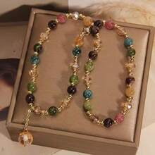 1 chiếc vòng tay hạt pha lê và ngọc trai hai lớp phong cách cổ điển, phù hợp để phụ nữ đeo hàng ngày (Màu hạt ngẫu nhiên) - Nhiều màu - Xem 3