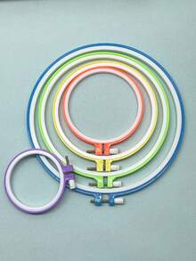 彩色十字绣工具 - 塑料圆形十字绣框 9.5厘米至24厘米 - 季节性十字绣DIY用品 - 彩色 - 查看 6