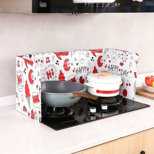 Creative Kitchen Cooking Oil Splash Proof Grease Separator Foldable Stove Shield For Grease Protection While Cooking, Heat Resistant Splatter Screen, Cooking Oil Splash Panel, Anti-Oil Partition Board For Kitchen Tools & Utensils