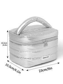 1pc/Set Solid Color Laser Foam Cosmetic Bag Handbag, Y2K Cyberpunk Fresh Large Capacity Storage Bag, Waterproof Luminous Makeup Bag Skincare Bag Toiletry Bag, Multi-Functional Exquisite Cable Organizer, Easy To Clean For Party, Fashionable Campus Style, Suitable For New Semester, Spring/Early Summer, Anniversary, Vacation, Daily Use, Women's Gift, Christmas Gift, Great Gift For Her - Silver - View 10