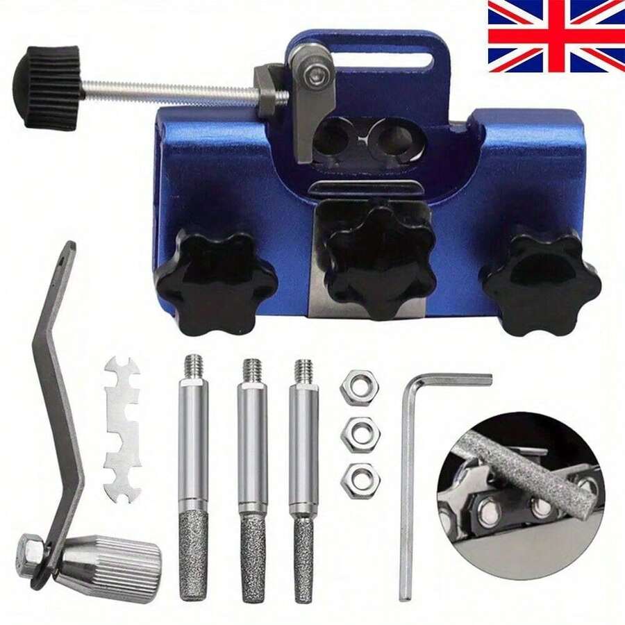 Universal Chainsaw Teeth Sharpener Chain Grinder Sharpening Jig File Tool Kit UK - Blue - View 1