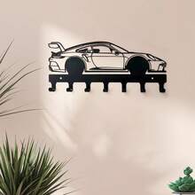 HELLOYOUNG MUYUSEN 1 pieza Llavero de metal con forma de coche de carreras - Llaves del hogar, accesorios pequeños, estante de almacenamiento montado en la pared, decoración de pared, adecuado para decoración del hogar y festiva, adecuado para decoración del hogar moderna - Multicolor - Ver 4
