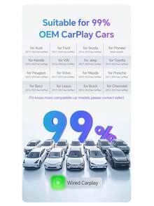 XUDA 2025新款迷你CarPlay AI盒子，有线转无线CarPlay和Android Auto二合一适配器，兼容99%原厂有线CarPlay/Android Auto车辆，2.4~5.0 GHz WiFi5，时尚便携 - 黑色 - 查看 10