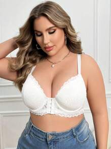 Sujetador con cierre delantero con aros para mujer de talla grande con estilo y sexy
