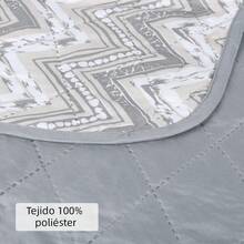 Mercury Textil 適合夏季和中季的印花或純色 Bouti 被子，100% 聚酯纖維。包括一個 50 x 70 公分印花 Bouti 墊套，以及薄、輕、柔軟的床罩。春夏。各種尺寸，24/48 小時免費送貨至伊比利半島。 - 之字形灰色 - 查看 5