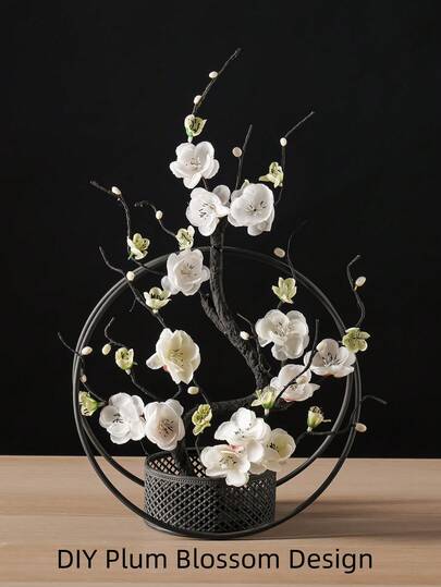 1pc Artificial Plum Blossom Decorative Display Item, Realistic Plum Flower DIY Decor