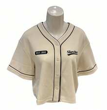 Skechers 舒适宽松针织棒球开衫 - 白色 - 查看 1