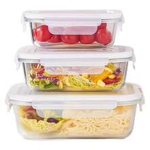 Thick Glass Food Storage Container, Large Capacity Lunch Box, Airtight Meal Prep Container, Microwave & Dishwasher , Suitable For Work And School - Multicolor - View 16