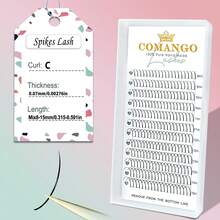 CoMango 240 簇纤细尖刺睫毛 Manga 睫毛簇 哑光黑色 自然俄罗斯浓密睫毛延长 0.07 C D 卷曲混合托盘 A/M 形状 预制纤细扇形 单根假睫毛 睫毛簇，睫毛簇，单根睫毛，睫毛，假睫毛 - 黑色 - 查看 9