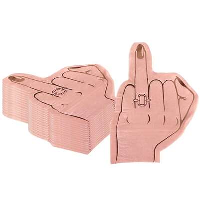 20pcs/40pcs/60pcs, Pink Gold Foil Ring Party Disposable Napkins - Perfect For Wedding, Engagement And Bridal Shower Bachelor Party Napkins Pink Ring Finger Foil Napkins Bachelor Party Decoration Gifts