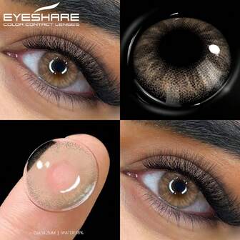  Eyeshare 1 par naturliga färgade linser för ögon 6 månader mode blå linser grå pupiller bruna linser kosmetiska gröna kontaktlinser halloween kostym cosplay