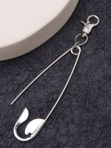 1pc Exaggerated Stainless Steel Large Safety Pin Keychain, Backpack Pendant, Clothing Waist Decor, Suitable For Daily Matchingy2k - Multicolor - View 5