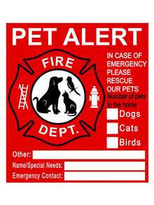 Pet Safety Alert Sticker - 4 Packs Warning Emergency Fire Rescue Stickers Waterproof Decals,Save Our Cats/Dogs In Emergency Fire Situations, Firefighters Will Use Alarm Sticker To Rescue Our Family From Windows, Doors, Or Houses - Multicolor - View 15