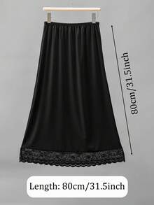 3 Pieces/2 Pieces Solid Color Length 35.4 Inches/31.5 Inches/27.6 Inches/23.6 Inches Multi Color Multi Specification Medium Long Lace Lace Lace Design Anti Glare Soft Anti-Static Inner Lining Half Waist Skirt Underskirt A-Line Hip Wrap Skirt, Suitable For Wearing In Spring, Summer And Autumn, Can Be Paired With Long Skirt To Prevent Glare. - Multicolor - View 26