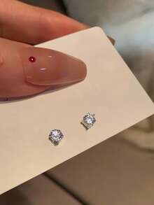 6pcs/Set High-End Liquid Flow Butterfly & Rhinestone Heart Stud Earrings With Unique Design Sense Valentines,Mom,Mother,Mother's Day,Gift - Silver - View 6