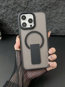 Luxury Matte Semi-Transparent Magnetic Wireless Charging Phone Case With Stand, Compatible With Apple 16 15 14 13 12 11 Pro Max Plus, Metal Camera Ring, Shockproof, Soft Bumper, Rigid Back Cover Waterproof Anti-Fall Scratch Resistant - Black - View 3