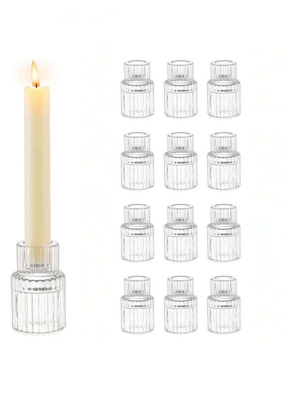 6 قطع حاملات شموع زجاجية شفافة صغيرة مخروطية رأسية، ديكورات للطاولات لحفلات الزفاف والمناسبات والصالونات والفنادق وحفلات العشاء واستخدامات الميلاد المجيد