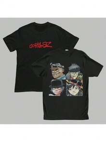 Printed T-Shirt Rock Band Unisex Cotton T-Shirt Shirt Men Women - màu đen - Xem 1