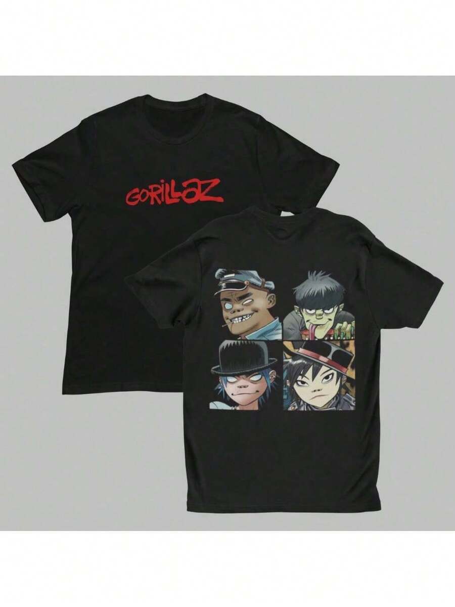 Printed T-Shirt Rock Band Unisex Cotton T-Shirt Shirt Men Women - màu đen - Xem 1