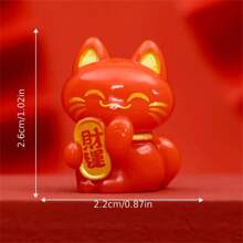 Resin Lucky Cat Figurine, Chinese Maneki Neko Fortune Cat, Money Attraction Amulet, No Feathers, Electricity-Free, With DIY Decor Accessory, For Desktop, Car, Valentine'S Day Gift, Suitable For Ages 14+