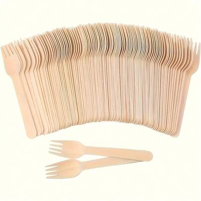 10/50/100 شوكة خشبية للحلوى والكعك والآيس كريم ، شوكات من خشب البتولا ، مناسبة لمناسبات التخرج والأعياد الميلادية والأعراس والمطاعم والمناسبات، أدوات المائدة