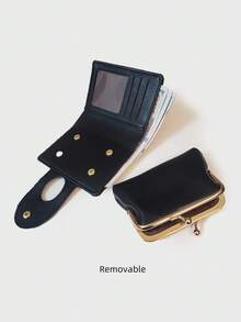 محفظة صغيرة مزينة بنمط الحجر من الجلد المصنع للنساء، حافظة بطاقات الإئتمان وبطاقة الهوية مع إغلاق بالطبعة