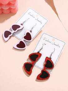 1 paire de boucles d'oreilles asymétriques en forme de cœur en acrylique, design charmant et passionné pour femmes