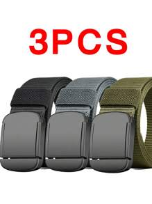 1/2/3 piezas Cinturón de nailon con hebilla automática para fitness al aire libre, senderismo, caza multiusos, táctico, de lona de alta calidad para hombres, casual, de negocios, novio, esposo, padre, regalo para hombre, uso diario, moda, adolescente, al aire libre, vacaciones, atlético, viaje, calle, bohemio, vintage, otoño, Halloween