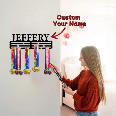 Custom Engraved Medal Hanger, Personalized Metal Sign For Sports Awards, Weatherproof Display Collection - For Sports Enthusiasts Athletes - Indoor Outdoor Display, Perfect Gift For Sports Fans Champions,Multi-Functional,Durable,Ornamental,Reusable,Exquisite,Stylish,High-Quality,Colorful,Modern,Custom,Personalized,Unique,Customized Wall Hangings